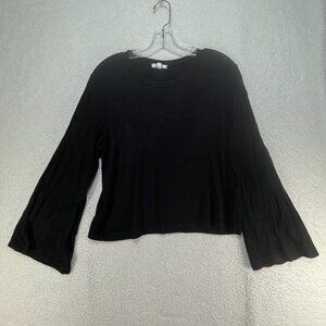 LNA Womens Size Large Black Cropped Top With Long Flared Sleeves USA Made